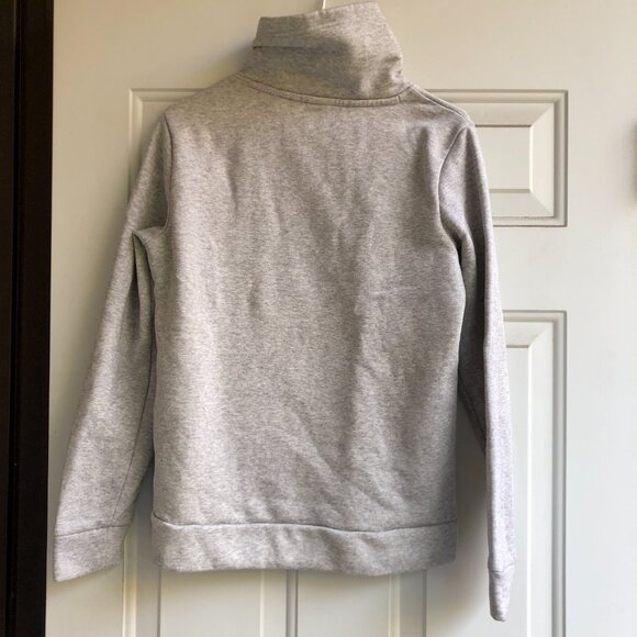 [Women S] PUMA Cowl Funnel Neck Pullover Sweatshirt Gray Outline Logo Activewear - Picture 5 of 6